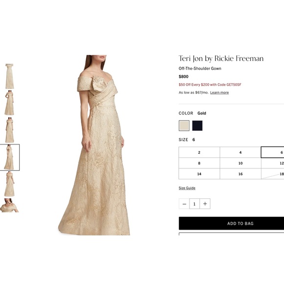 TERI JON BY RICKIE FREEMAN OFF THE SHOULDER GOWN - Picture 9 of 9